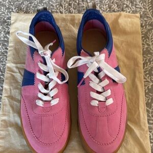 Boden Pink Suede Sneakers with Blue Detail NWOT or box  size UK 41 or 9.5